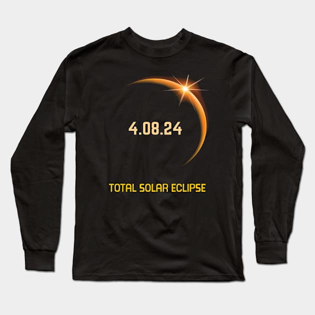 Total Solar Eclipse 04.08.2024 Long Sleeve T-Shirt by CREATIVITY88